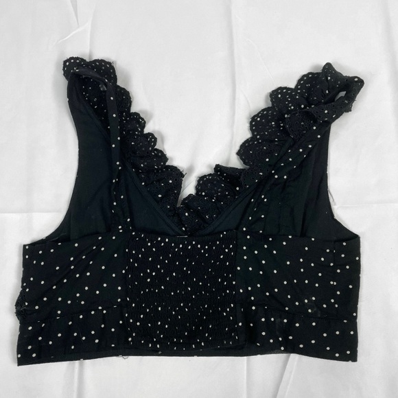 Black Dotted Ruffled Crop Tank - Picture 2 of 2